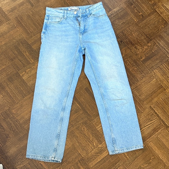 Zara Light Blue Straight Leg Jeans - Picture 1 of 3